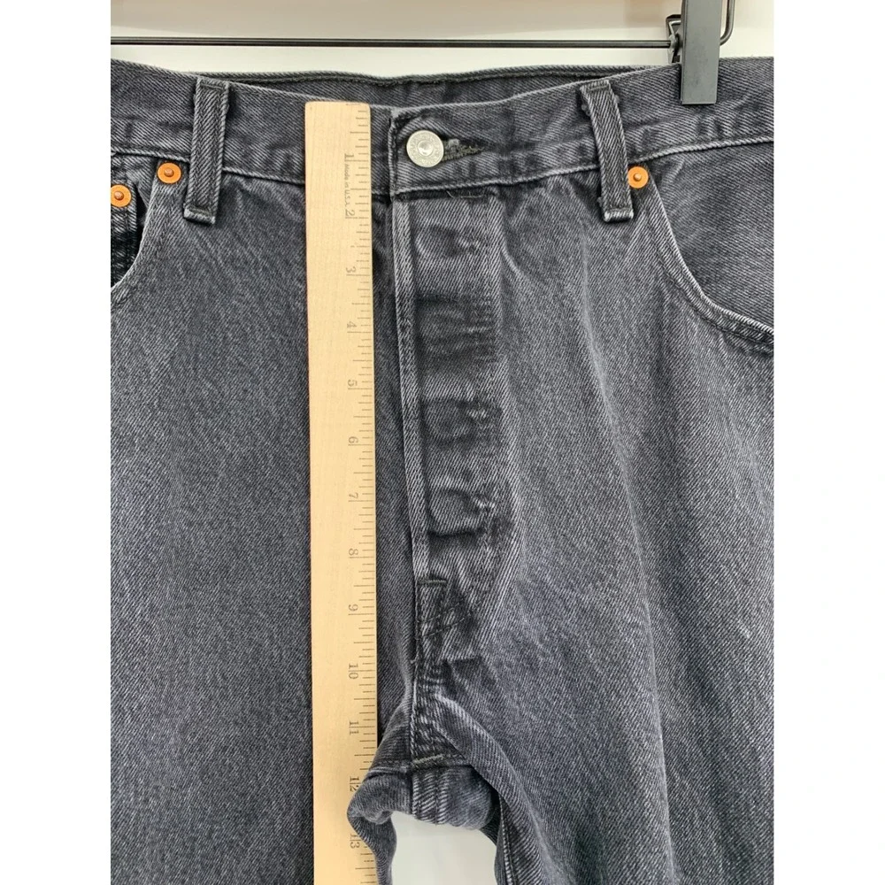 Levis 501 Jeans Mens 36x28 Black Straight Leg Button Fly Fade (Tag 36x30)